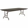 Correll 36" X 96" Walnut 22" - 32" Adjustable Height Thermal-Fused Laminate Top Folding Table With Brown Frame