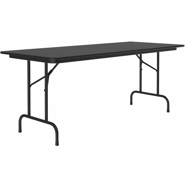 Correll 30" X 96" Black Granite Thermal-Fused Laminate Top Folding Table With Black Frame 1 Correll 30" X 96" Black Granite Thermal-Fused Laminate Top Folding Table With Black Frame