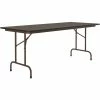 Correll 30" X 96" Walnut Thermal-Fused Laminate Top Folding Table With Brown Frame