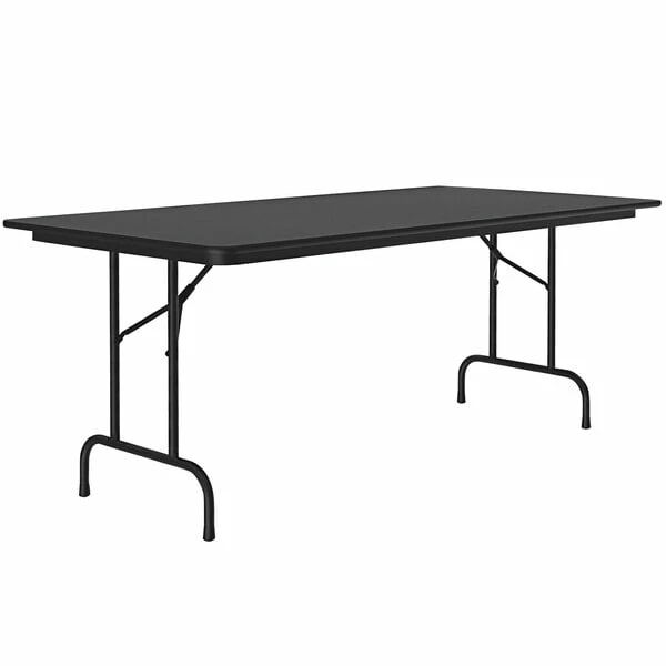 Correll 36" X 96" Black Granite Thermal-Fused Laminate Top Folding Table With Black Frame 1 Correll 36" X 96" Black Granite Thermal-Fused Laminate Top Folding Table With Black Frame