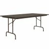 Correll 36" X 96" Walnut Thermal-Fused Laminate Top Folding Table With Brown Frame