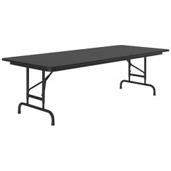 Correll 30" X 96" Black Granite 22" - 32" Adjustable Height Thermal-Fused Laminate Top Folding Table With Black Frame