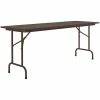 Correll 24" X 60" Walnut Thermal-Fused Laminate Top Folding Table With Brown Frame