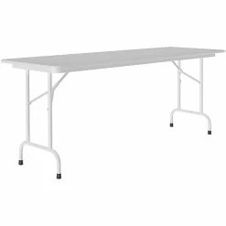Correll 24" X 60" Gray Granite Thermal-Fused Laminate Top Folding Table With Gray Frame