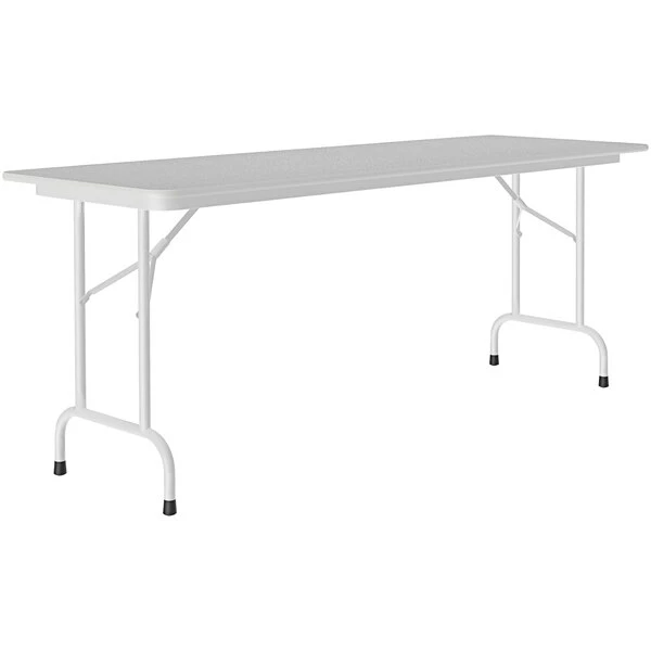 Correll 24" X 60" Gray Granite Thermal-Fused Laminate Top Folding Table With Gray Frame 1 Correll 24" X 60" Gray Granite Thermal-Fused Laminate Top Folding Table With Gray Frame