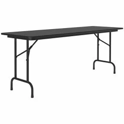 Correll 24" X 60" Black Granite Thermal-Fused Laminate Top Folding Table With Black Frame