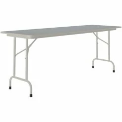 Correll 24" X 72" Gray Granite Thermal-Fused Laminate Top Folding Table With Gray Frame