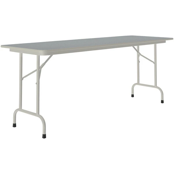 Correll 24" X 72" Gray Granite Thermal-Fused Laminate Top Folding Table With Gray Frame 1 Correll 24" X 72" Gray Granite Thermal-Fused Laminate Top Folding Table With Gray Frame