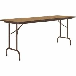 Correll 24" X 72" Medium Oak Thermal-Fused Laminate Top Folding Table With Brown Frame