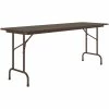 Correll 24" X 72" Walnut Thermal-Fused Laminate Top Folding Table With Brown Frame