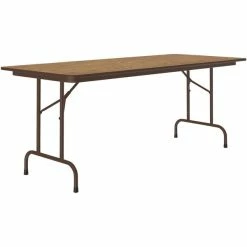 Correll 30" X 60" Medium Oak Thermal-Fused Laminate Top Folding Table With Brown Frame