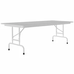 Correll 30" X 60" Gray Granite 22" - 32" Adjustable Height Thermal-Fused Laminate Top Folding Table With Gray Frame