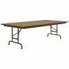 Correll 30" X 60" Oak 22" - 32" Adjustable Height Thermal-Fused Laminate Top Folding Table With Brown Frame