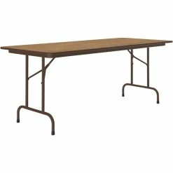 Correll 30" X 72" Medium Oak Thermal-Fused Laminate Top Folding Table With Brown Frame