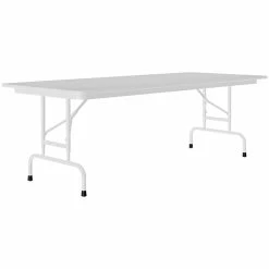 Correll 30" X 72" Gray Granite 22" - 32" Adjustable Height Thermal-Fused Laminate Top Folding Table With Gray Frame