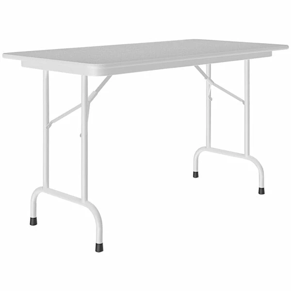 Correll 24" X 48" Gray Granite Thermal-Fused Laminate Top Folding Table With Gray Frame 1 Correll 24" X 48" Gray Granite Thermal-Fused Laminate Top Folding Table With Gray Frame