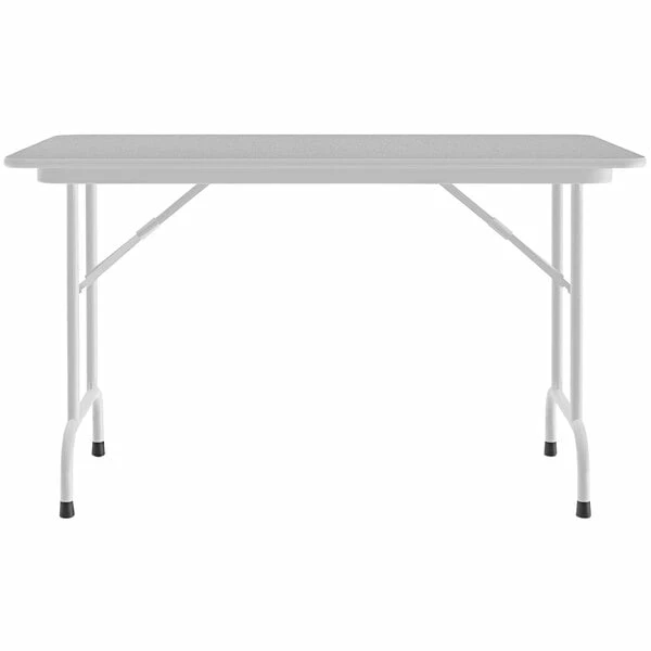 Correll 24" X 48" Gray Granite Thermal-Fused Laminate Top Folding Table With Gray Frame 2 Correll 24" X 48" Gray Granite Thermal-Fused Laminate Top Folding Table With Gray Frame - Image 2