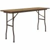 Correll 18" X 72" Medium Oak Thermal-Fused Laminate Top Folding Table With Brown Frame
