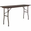 Correll 18" X 96" Walnut Thermal-Fused Laminate Top Folding Table With Brown Frame
