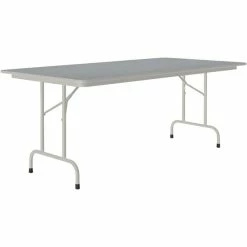 Correll 36" X 72" Gray Granite Thermal-Fused Laminate Top Folding Table With Gray Frame