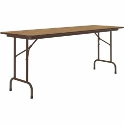 Correll 24" X 96" Medium Oak Thermal-Fused Laminate Top Folding Table With Brown Frame