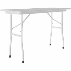Correll 18" X 48" Gray Granite Thermal-Fused Laminate Top Folding Table With Gray Frame