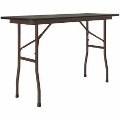 Correll 18" X 48" Walnut Thermal-Fused Laminate Top Folding Table With Brown Frame
