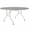 Correll 60" Round Gray Granite Thermal-Fused Laminate Top Folding Table With Gray Frame