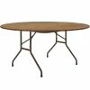 Correll 60" Round Medium Oak Thermal-Fused Laminate Top Folding Table With Brown Frame