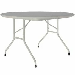 Correll 48" Round Gray Granite Thermal-Fused Laminate Top Folding Table With Gray Frame