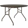 Correll 48" Round Walnut Thermal-Fused Laminate Top Folding Table With Brown Frame