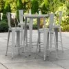 LT&S Alloy Series Lancaster Table & Seating Alloy Series 30" Round Silver Outdoor Bar Height Table With 4 Metal Cafe Bar Stools