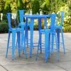 LT&S Alloy Series Lancaster Table & Seating Alloy Series 30" Round Blue Outdoor Bar Height Table With 4 Metal Cafe Bar Stools