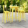 LT&S Alloy Series Lancaster Table & Seating Alloy Series 24" X 24" Yellow Outdoor Bar Height Table With 2 Metal Cafe Bar Stools