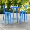 LT&S Alloy Series Lancaster Table & Seating Alloy Series 24" X 24" Blue Outdoor Bar Height Table With 2 Metal Cafe Bar Stools