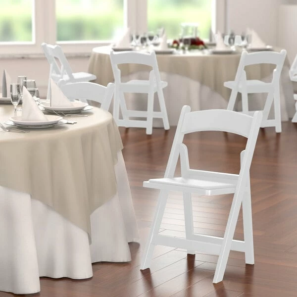 Lancaster Table & Seating White Resin Folding Chair With Vinyl Seat 1 Lancaster Table & Seating White Resin Folding Chair With Vinyl Seat