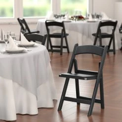 Lancaster Table & Seating Black Resin Folding Chair With Vinyl Seat