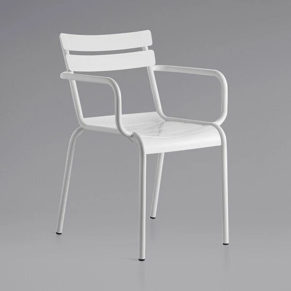 Lancaster Table & Seating 32" X 32" White Powder-Coated Aluminum Dining Height Outdoor Table With Umbrella Hole And 4 Arm Chairs 3 Lancaster Table & Seating 32" X 32" White Powder-Coated Aluminum Dining Height Outdoor Table With Umbrella Hole And 4 Arm Chairs - Image 3