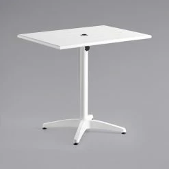 Lancaster Table & Seating 24" X 32" White Powder-Coated Aluminum Dining Height Outdoor Table With Umbrella Hole And 2 Side Chairs -Lancaster Table & Seating Shop 2276693