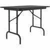 Correll 24" X 36" Black Granite Keyboard Height Thermal-Fused Laminate Top Folding Table With Black Frame And Leveling Feet