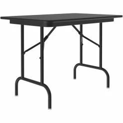 Correll 24" X 36" Black Granite Keyboard Height Thermal-Fused Laminate Top Folding Table With Black Frame And Leveling Feet