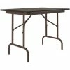 Correll 24" X 48" Walnut Keyboard Height Thermal-Fused Laminate Top Folding Table With Brown Frame And Leveling Feet