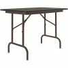 Correll 24" X 36" Walnut Thermal-Fused Laminate Top Folding Table With Brown Frame And Leveling Feet