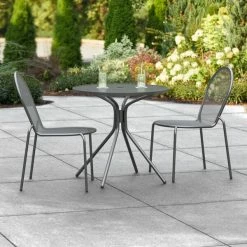 Lancaster Table & Seating Harbor Black 30" Round Outdoor Standard Height Table With Modern Legs And 2 Side Chairs