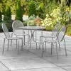 Lancaster Table & Seating Harbor Gray 36" Round Outdoor Standard Height Table With Ornate Legs And 4 Side Chairs