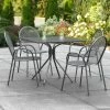 Lancaster Table & Seating Harbor Black 36" Square Outdoor Standard Height Table With Modern Legs And 4 Arm Chairs