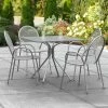 Lancaster Table & Seating Harbor Gray 36" Square Outdoor Standard Height Table With Modern Legs And 4 Arm Chairs