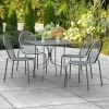Lancaster Table & Seating Harbor Black 36" Square Outdoor Standard Height Table With Ornate Legs And 4 Side Chairs