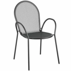 Lancaster Table & Seating Harbor Black 30" Round Outdoor Standard Height Table With Modern Legs And 2 Arm Chairs -Lancaster Table & Seating Shop 2281013