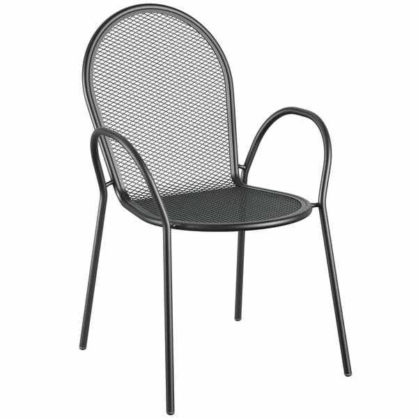 Lancaster Table & Seating Harbor Black 36" Square Outdoor Standard Height Table With Modern Legs And 4 Arm Chairs 3 Lancaster Table & Seating Harbor Black 36" Square Outdoor Standard Height Table With Modern Legs And 4 Arm Chairs - Image 3